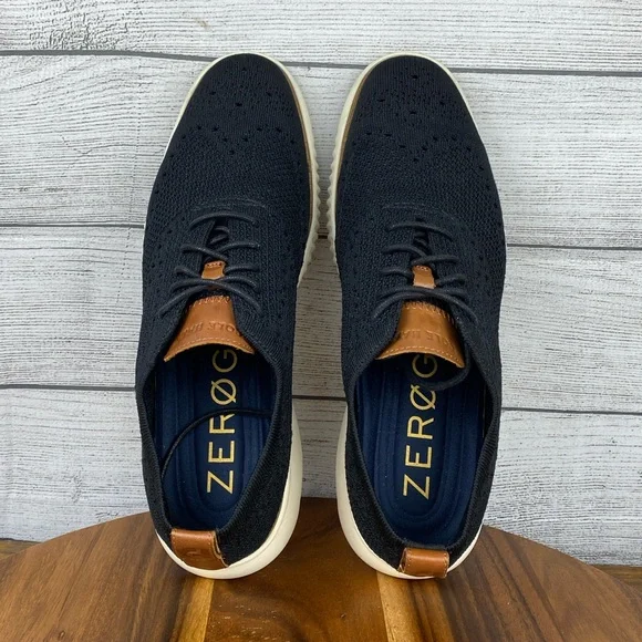 Cole Haan 2.ZEROGRAND Stitchlite Black Knit Wingtip Oxford C27568 Mens Size 10.5
